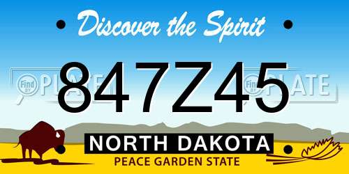 847Z45 North Dakota License Plate