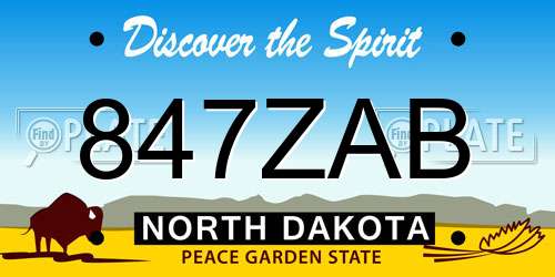 847ZAB North Dakota License Plate