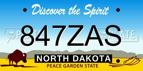 847ZAS North Dakota License Plate