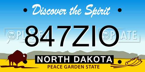 847ZIO North Dakota License Plate