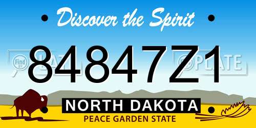 84847Z1 North Dakota License Plate
