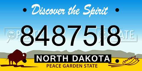 84875I8 North Dakota License Plate