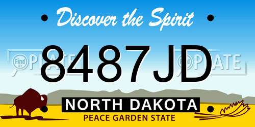 8487JD North Dakota License Plate