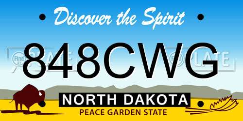 848CWG North Dakota License Plate