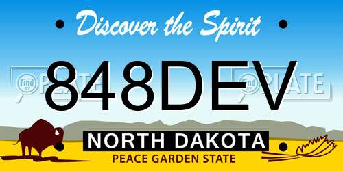 848DEV North Dakota License Plate