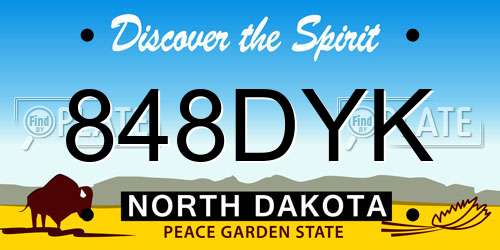 848DYK North Dakota License Plate