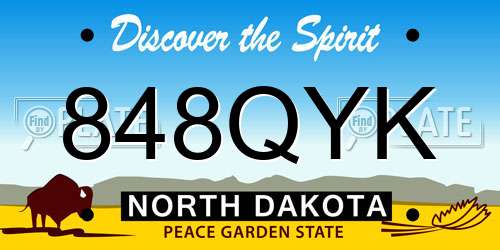 848QYK North Dakota License Plate