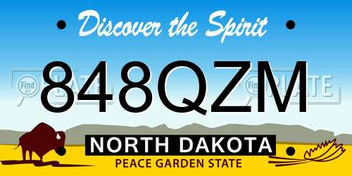 848QZM North Dakota License Plate