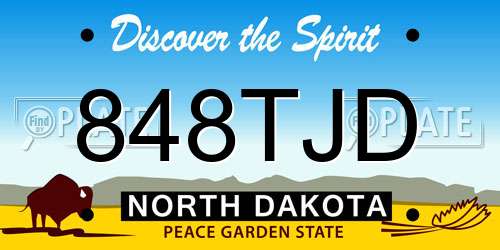 848TJD North Dakota License Plate