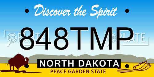 848TMP North Dakota License Plate