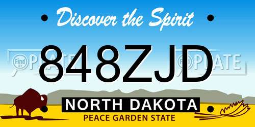848ZJD North Dakota License Plate