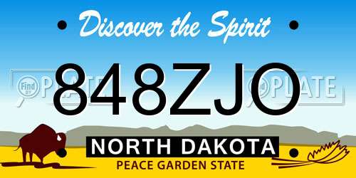 848ZJO North Dakota License Plate