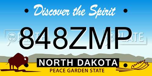 848ZMP North Dakota License Plate