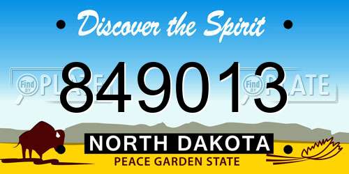 849013 North Dakota License Plate