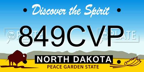849CVP North Dakota License Plate
