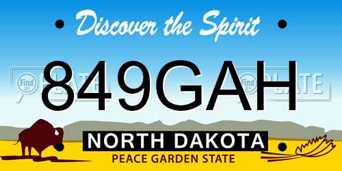 849GAH North Dakota License Plate