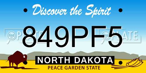 849PF5 North Dakota License Plate