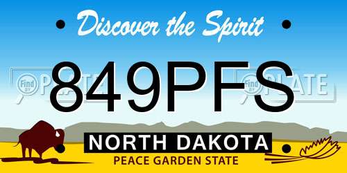 849PFS North Dakota License Plate