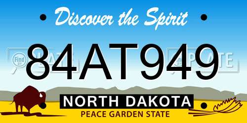 84AT949 North Dakota License Plate