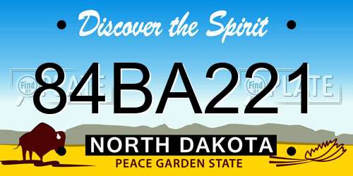 84BA221 North Dakota License Plate