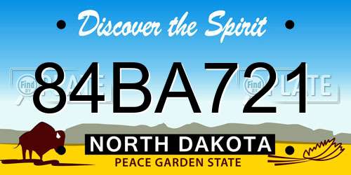 84BA721 North Dakota License Plate