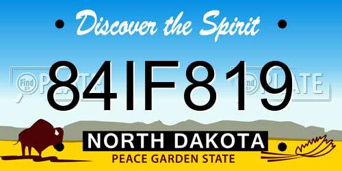 84IF819 North Dakota License Plate