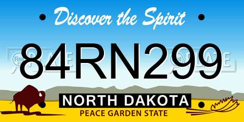 84RN299 North Dakota License Plate