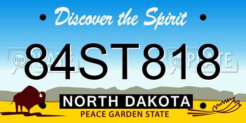 84ST818 North Dakota License Plate
