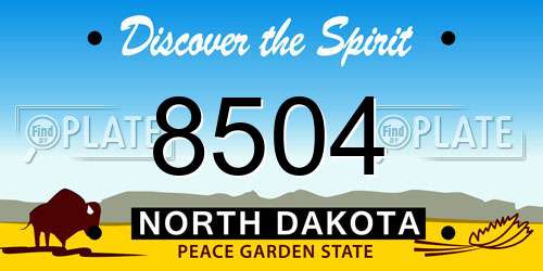 8504 North Dakota License Plate