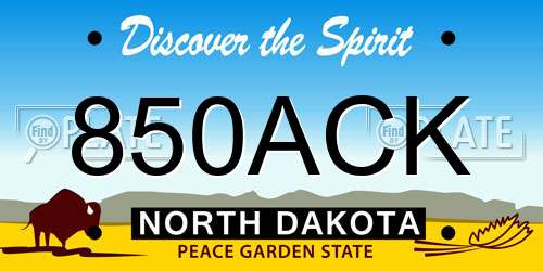 850ACK North Dakota License Plate