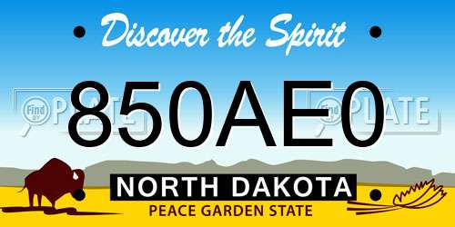 850AE0 North Dakota License Plate