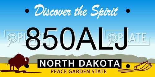 850ALJ North Dakota License Plate