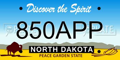 850APP North Dakota License Plate