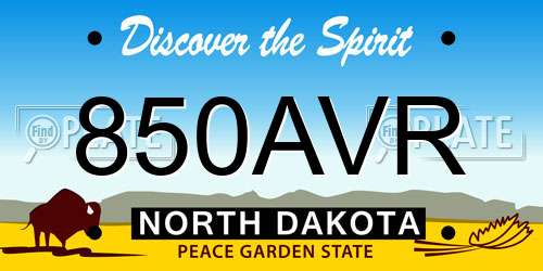 850AVR North Dakota License Plate