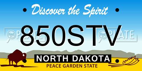 850STV North Dakota License Plate