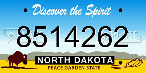 8514262 North Dakota License Plate