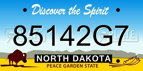 85142G7 North Dakota License Plate