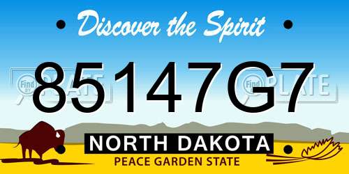 85147G7 North Dakota License Plate