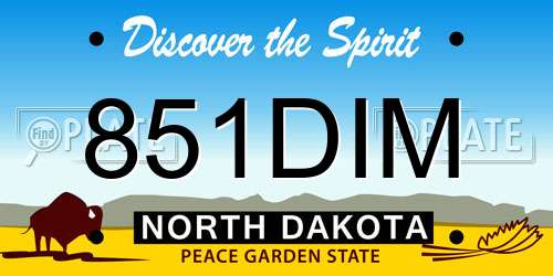 851DIM North Dakota License Plate