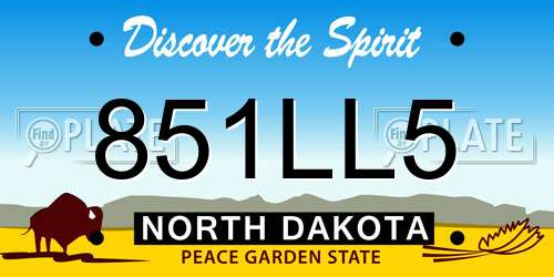 851LL5 North Dakota License Plate