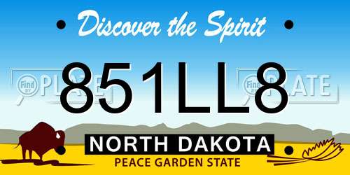 851LL8 North Dakota License Plate