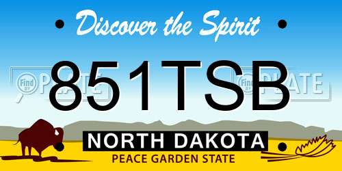 851TSB North Dakota License Plate