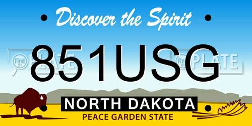 851USG North Dakota License Plate