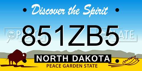 851ZB5 North Dakota License Plate