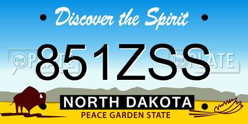 851ZSS North Dakota License Plate