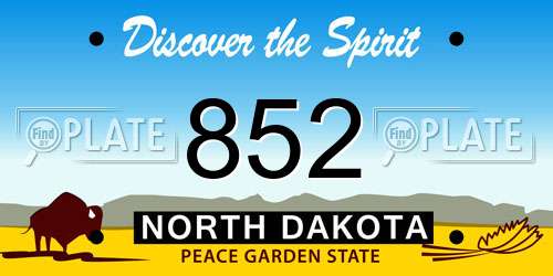 852 North Dakota License Plate