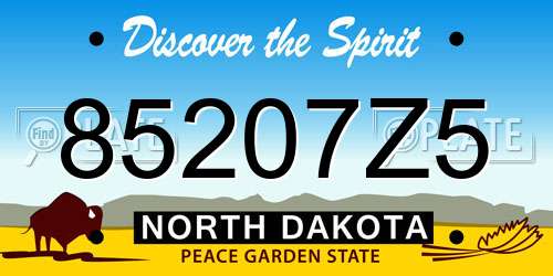 85207Z5 North Dakota License Plate