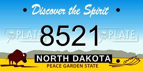 8521 North Dakota License Plate