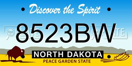 8523BW North Dakota License Plate