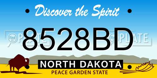 8528BD North Dakota License Plate